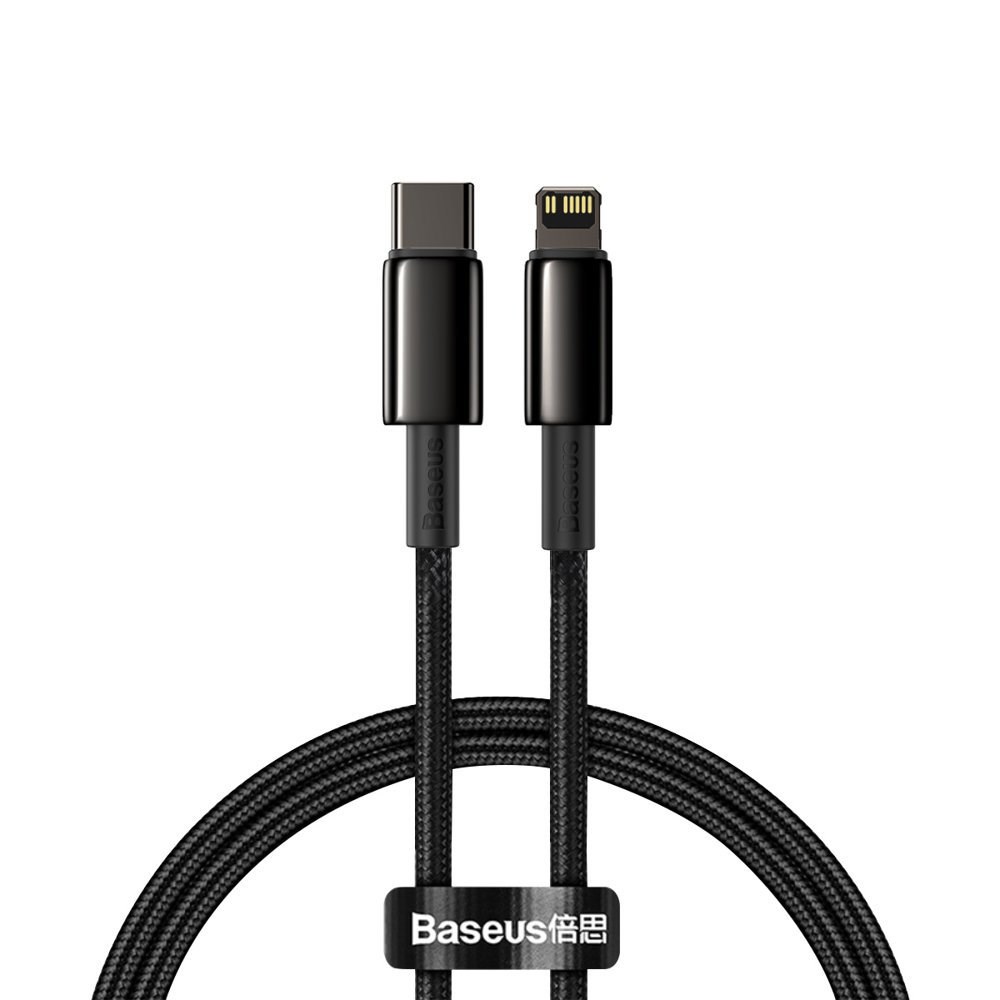 Baseus Tungsten Gold rychlonabíjecí / datový kabel USB-C na Lightning PD 20W 2m, černá 6953156232044