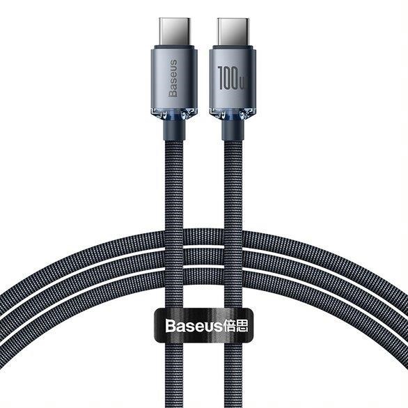 Baseus Crystal Shine Series nabíjecí / datový kabel USB-C / USB-C 100W 1,2m, černá CAJY000601