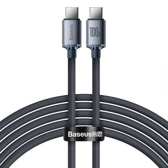 Baseus Crystal Shine Series nabíjecí / datový kabel USB-C / USB-C 100W 2m, černá 6932172602895