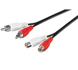Premiumcord Kabel 2x Cinch-2x Cinch, M/F 3m KJACKCMF2-3