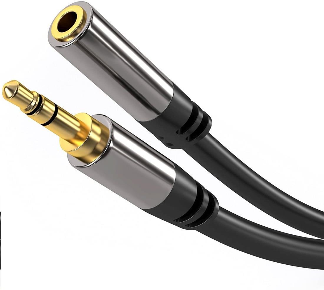 Premiumcord HQ stíněný prodlužovací kabel Jack 3.5mm - Jack 3.5mm M/F 1,5m KJQMF015