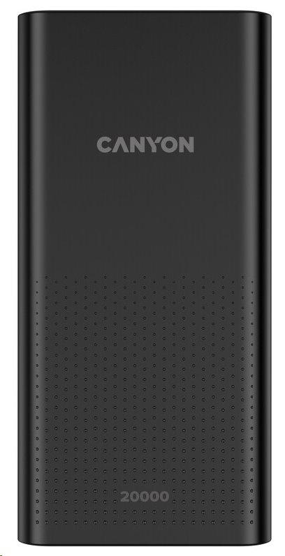 Canyon powerbanka PB-2001, 20000mAh Li-poly, Input 5V/2A microUSB+USB C, Output 5V/2.1A USB-A, černá CNE-CPB2001B