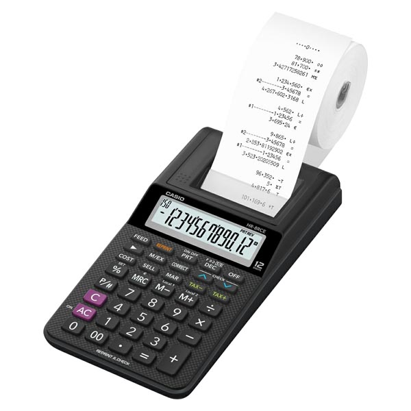 Casio kalkulačka HR 8 RCE BK, Tiskový klakulátor