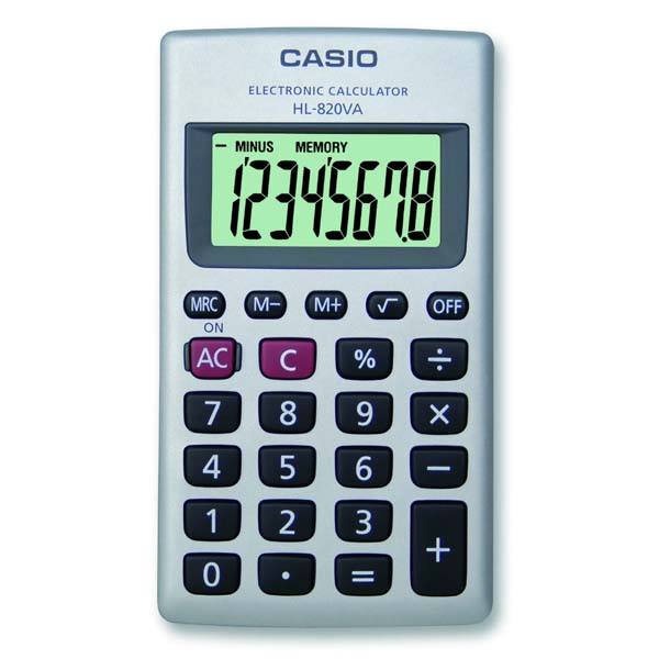 Casio Kalkulačka HL 820 VA, bílá, kapesní, osmimístná