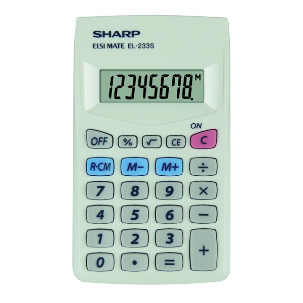 Sharp Kalkulačka EL-233S, bílá, kapesní, osmimístná EL233S