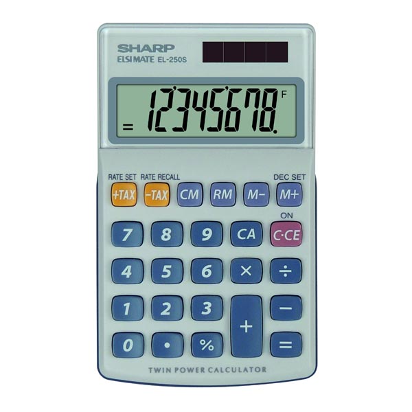 Sharp Kalkulačka EL-250S, šedo-modrá, kapesní, osmimístná EL250S