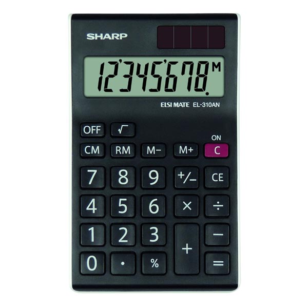 Sharp Kalkulačka EL-310ANWH, černo-bílá, stolní, osmimístná EL310ANWH