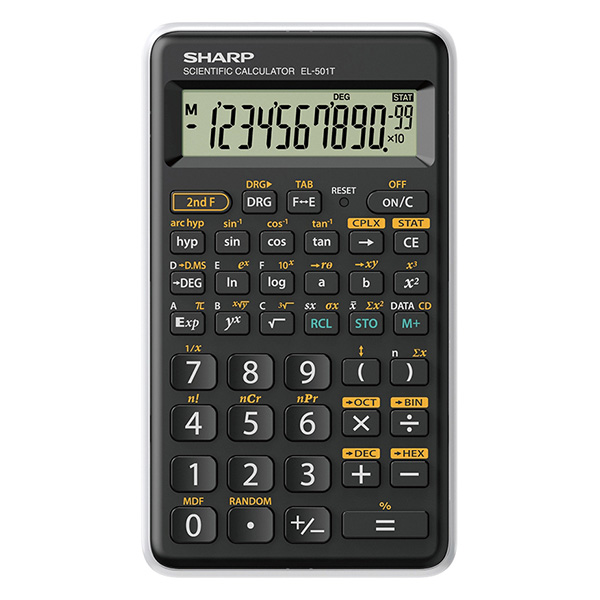 Sharp kalkulačka EL-501TWH, bílá, vědecká, desetimístná EL501TWH