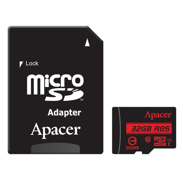 Apacer Secure Digital, 32GB, micro SDHC, AP32GMCSH10U5-R, UHS-I U1 (Class 10), s adap