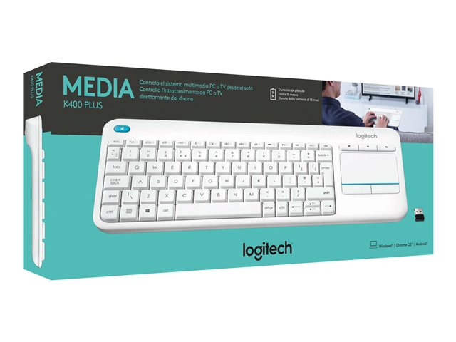 Logitech Wireless Touch Keyboard K400 Plus - EMEA - Czech layout - bílá 920-007152