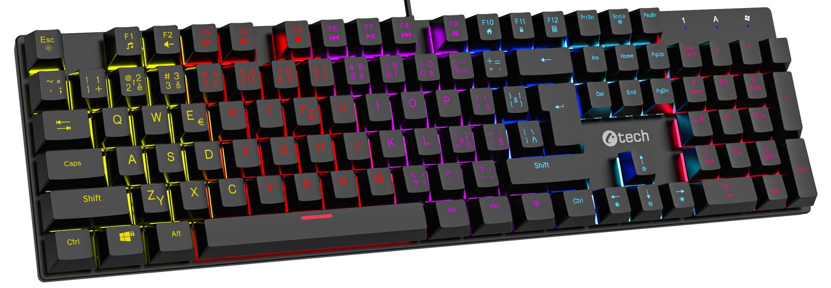 C-Tech Mechanická herní klávesnice Morpheus (GKB-11), casual gaming, CZ/SK, červené spínače, RGB pod