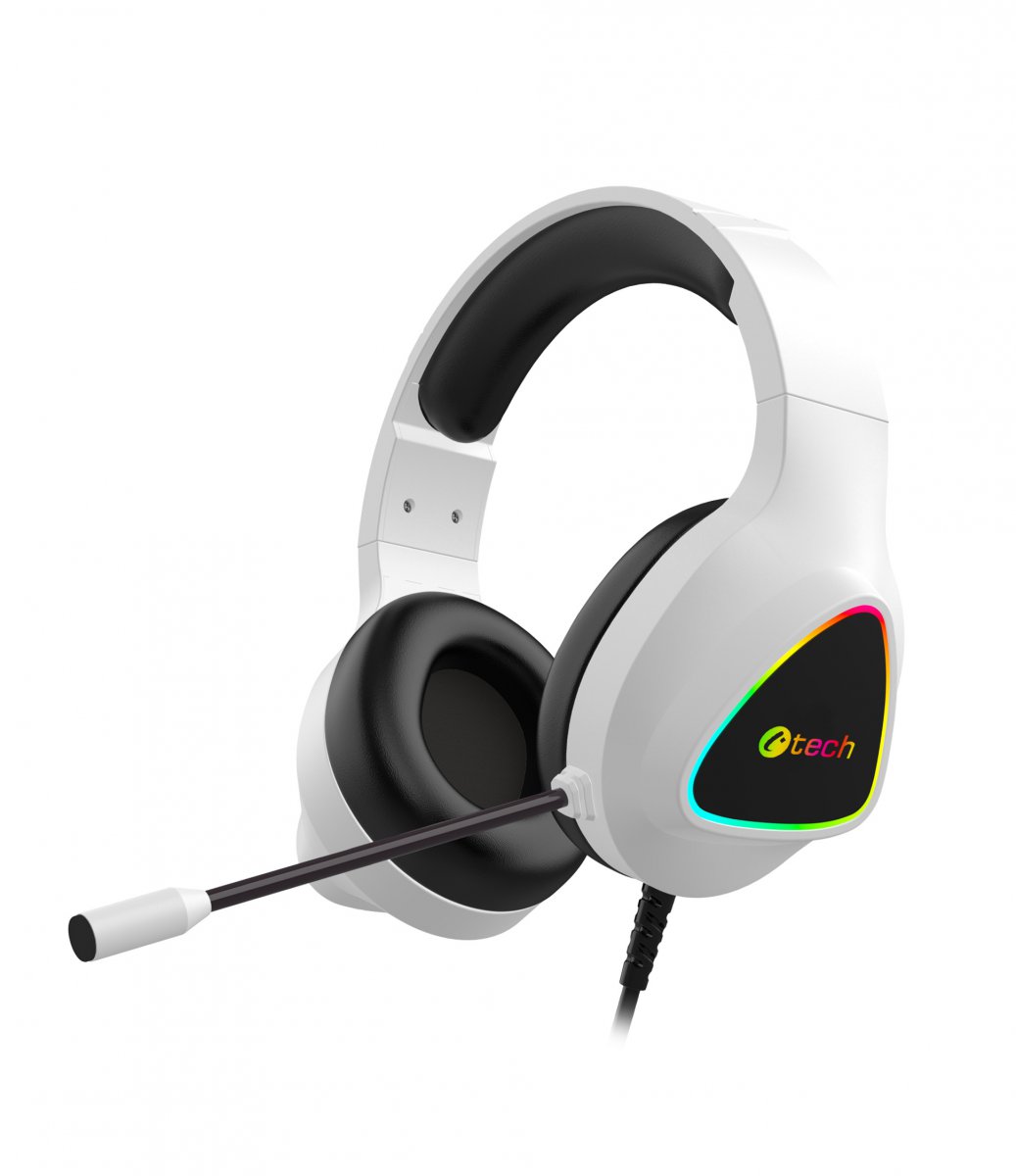 C-Tech Herní sluchátka Midas (GHS-17W), casual gaming, RGB podsvícení, bílá