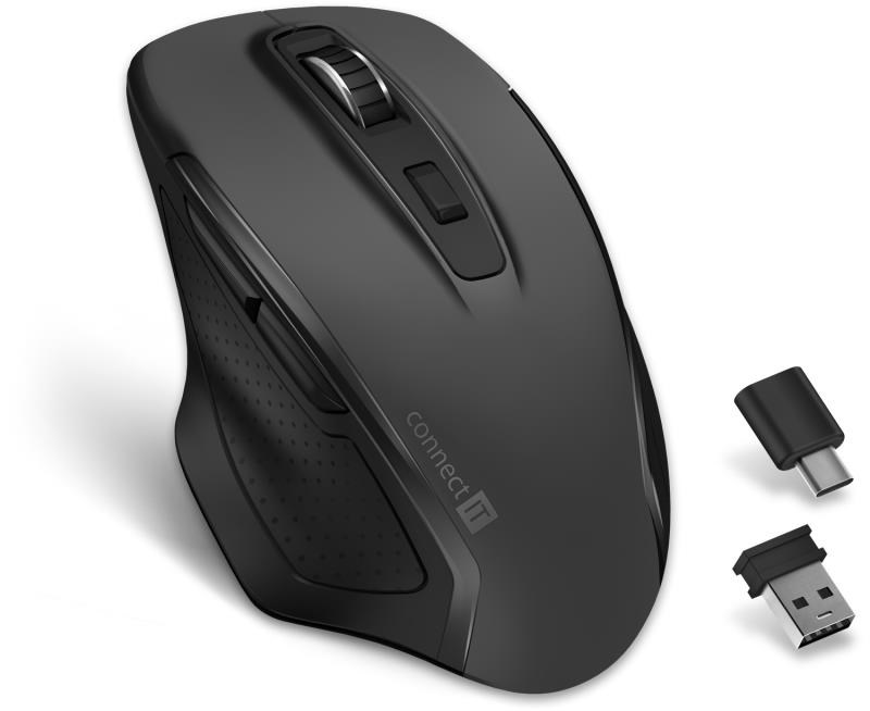 Connect It Dual SmartSwitch bezdrátová myš, USB-A+C (+1x AA baterie zdarma), šedá CMO-3100-GY