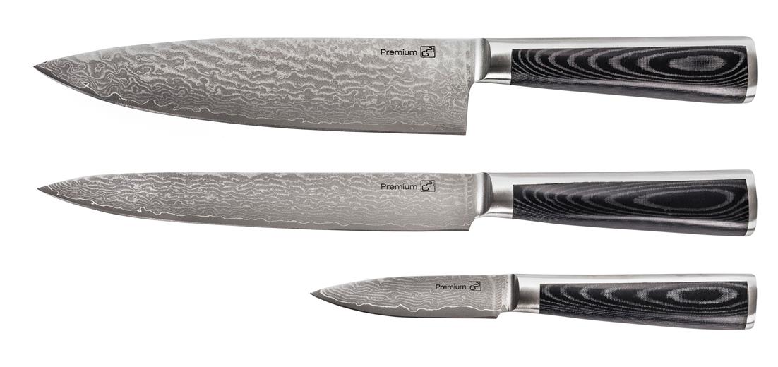 G21 Sada nožů Damascus Premium, Box, 3 ks G21-DMSP-BX3