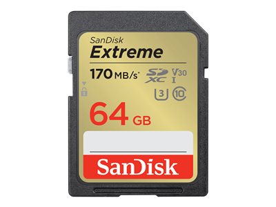Sandisk Extreme SDXC 64GB 170MB/s V30 UHS-I U3 SDSDXV2-064G-GNCIN