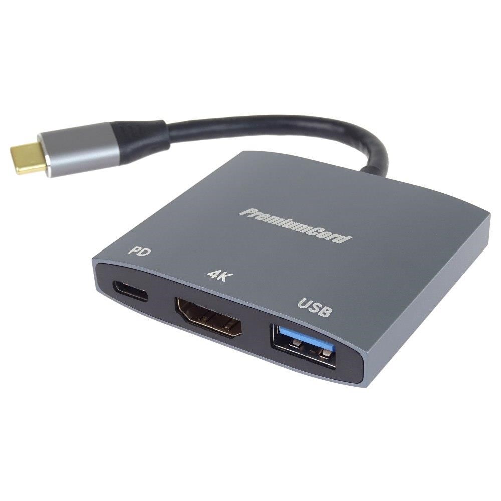 Premiumcord adaptér USB-C na HDMI, USB 3.0 a PD KU31HDMI15