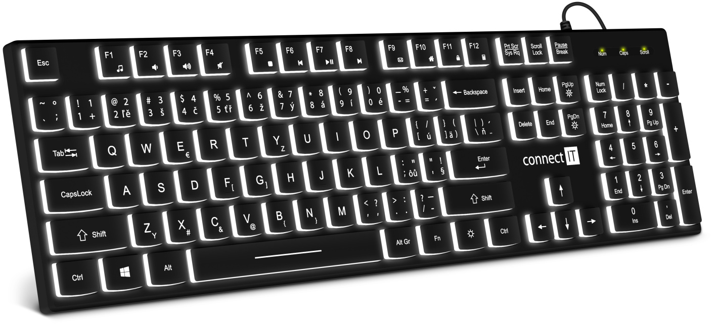 Connect It Chocolate WhiteStar kancelářská podsvícená klávesnice (CZ+SK verze) BLACK CKB-5051-CS