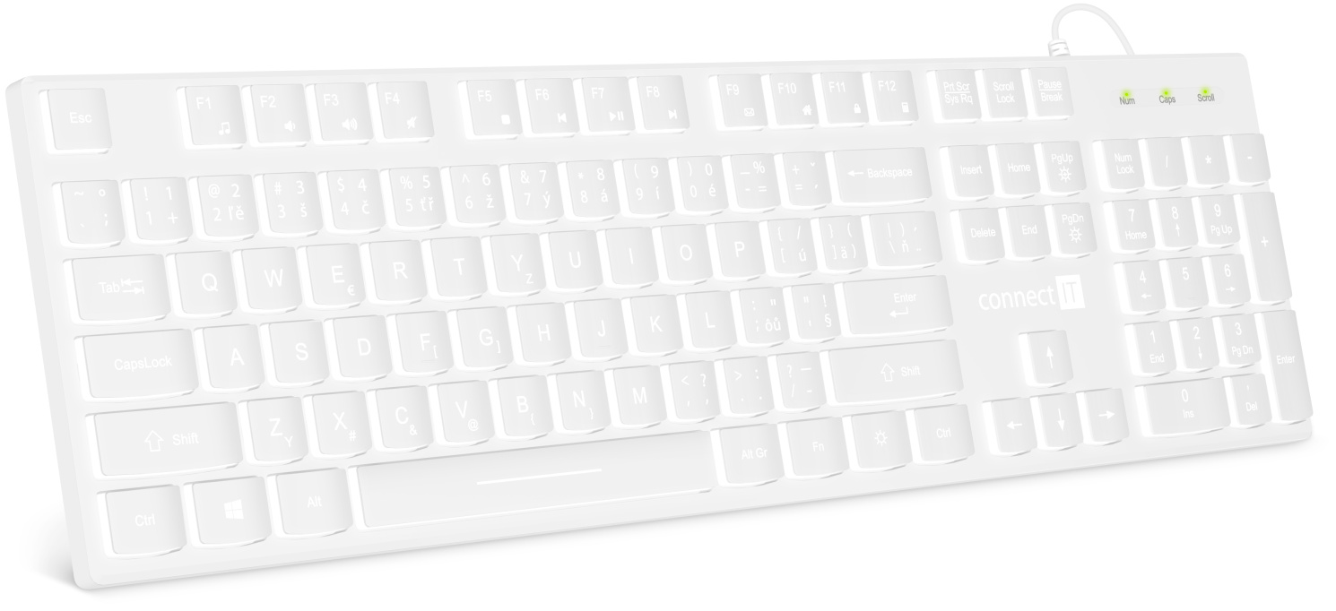 Connect It Chocolate WhiteStar kancelářská podsvícená klávesnice (CZ+SK verze) WHITE CKB-5052-CS
