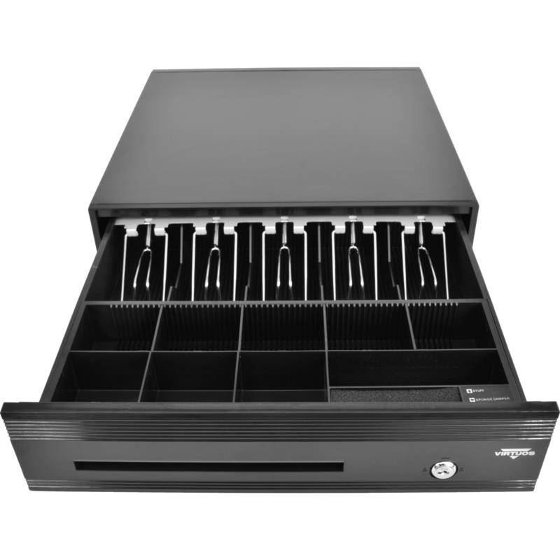 Virtuos pokladní zásuvka C425D-Luxe - kulič. pojezdy, kabel, 9-24V, černá EKN0117