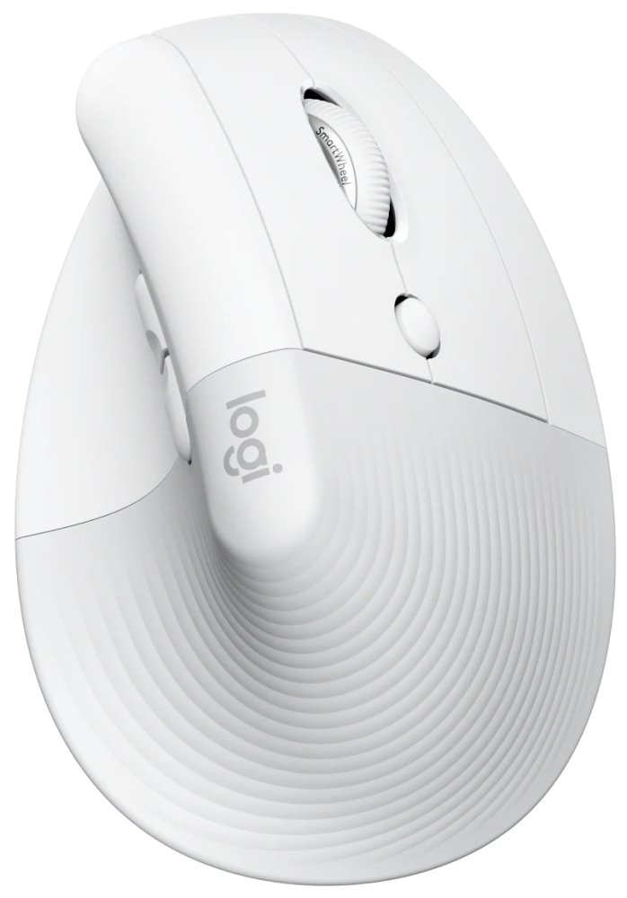 Logitech Lift Vertical Ergonomic Mouse, White Vertikální myš, 6 tlačítek, bezdrátová, BT 910-006475