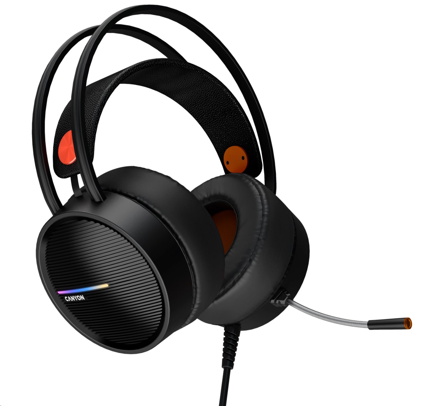 Canyon Herní headset Interceptor GH-8A, LED, PC/PS4/Xbox, Deep bass, kabel 2m, USB+2x3,5F TRS jack+rozbočovač CND-SGHS8A