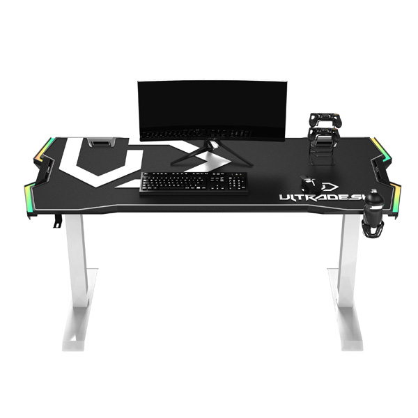 Ultradesk Herní stůl FORCE SNOW - bílý, 166x70cm, 76.5cm, s XXL podložkou pod myš, držák sluchátek UDESK-FO-WW