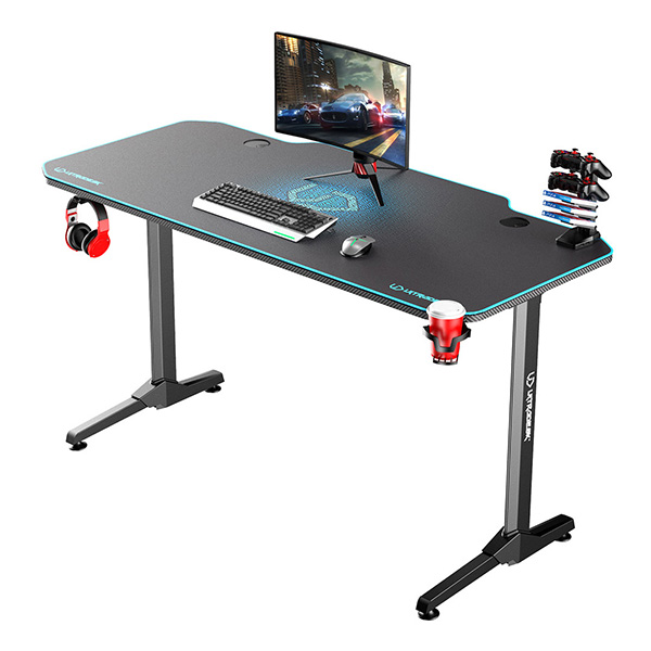 Ultradesk Herní stůl FRAG - BLUE, 140x66cm, 76cm, s XXL podložkou pod myš, s BEAM, držák UDESK-FG-BL