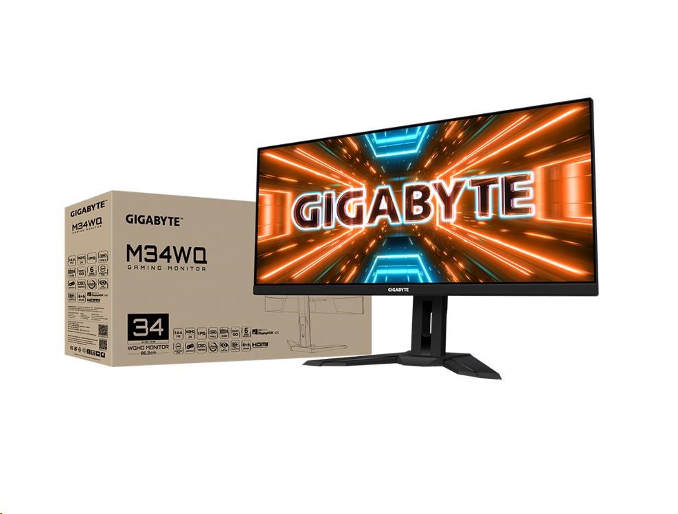 Gigabyte 34'' Gaming monitor M34WQ, 3440x1440,144Hz,1000:1,400cd,1ms,2xHDMI 2.0,1xDP,SS IPS