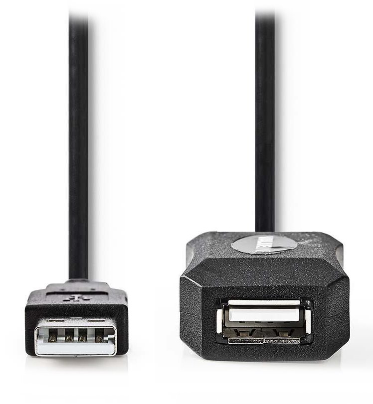 Nedis prodlužovací aktivní kabel USB 2.0, zástrčka A - zásuvka A, černý, 5m CCGP60EXTBK50