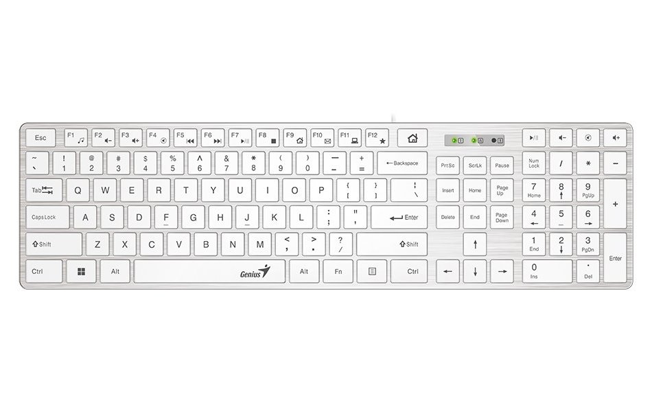 Genius USB klávesnice SlimStar 126 CZ+SK, bílá 31310017411