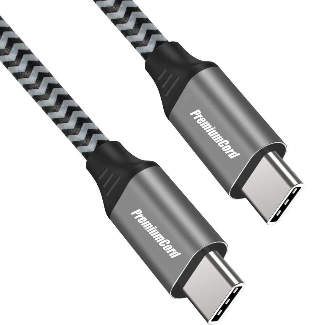 Premiumcord Kabel USB-C M/M, 100W 20V/5A 480Mbps bavlněný oplet, 1m KU31CW1