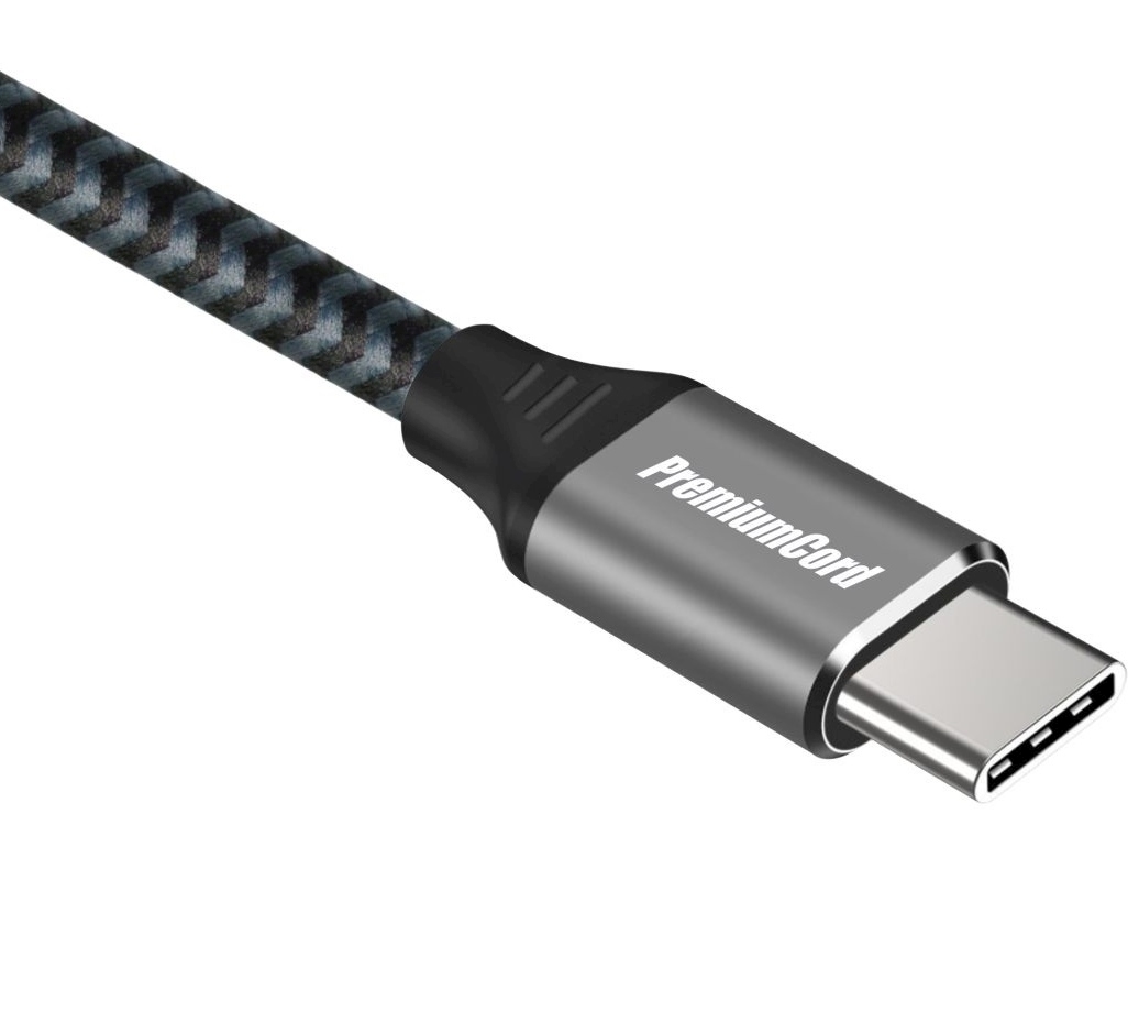 Premiumcord USB-C zahnutý kabel ( USB 3.2 GEN 2, 3A, 60W, 20Gbit/s ) 0,5m, oplet KU31CU05