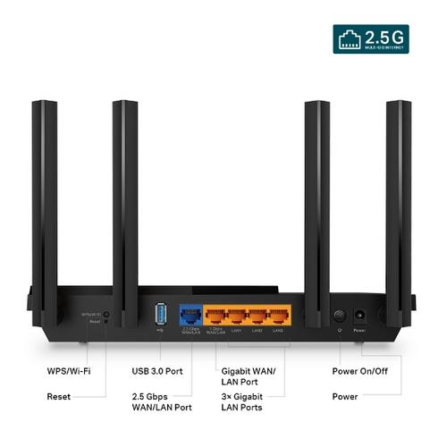 TP-Link AX3000, Dual-Band Wi-Fi 6 Router 574Mbps at 2.4GHz+2402Mbps at 5GHz 4x Antennas 1x 2.5Gbps WAN/LAN Port ARCHER AX55 PRO