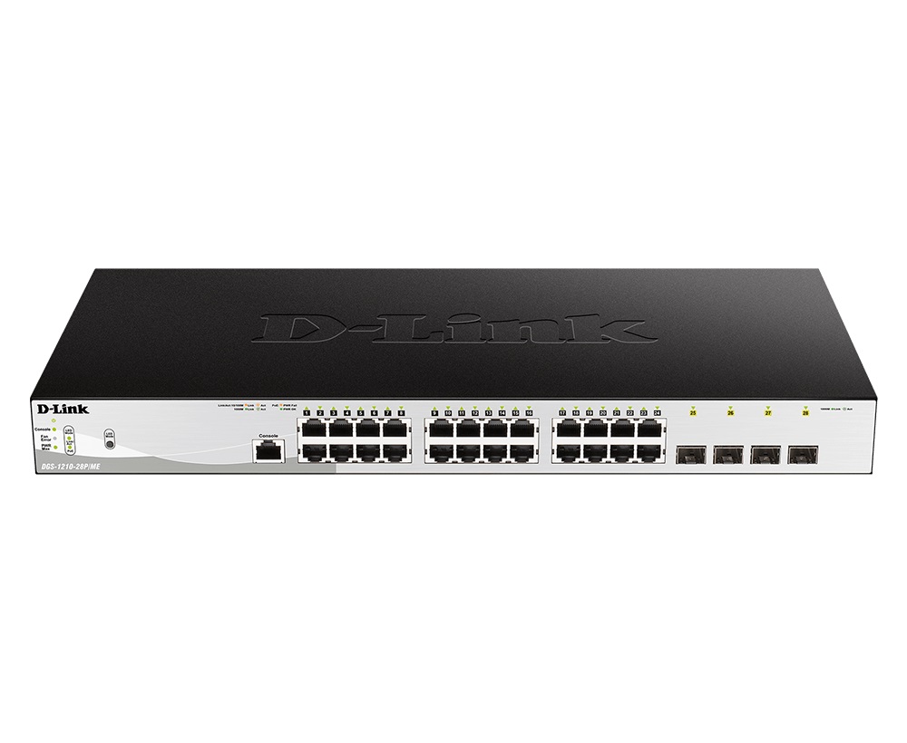 D-link DGS-1210-28P/ME/E, 28-Port Gigabit PoE+ Smart Switch including 4 SFP Ports, Metro Ethernet