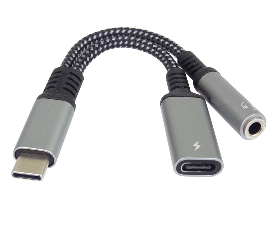 Premiumcord Redukce USB-C /3,5mm jack, s DAC chipem + USB-C pro nabíjení 13cm KU31ZVUK04