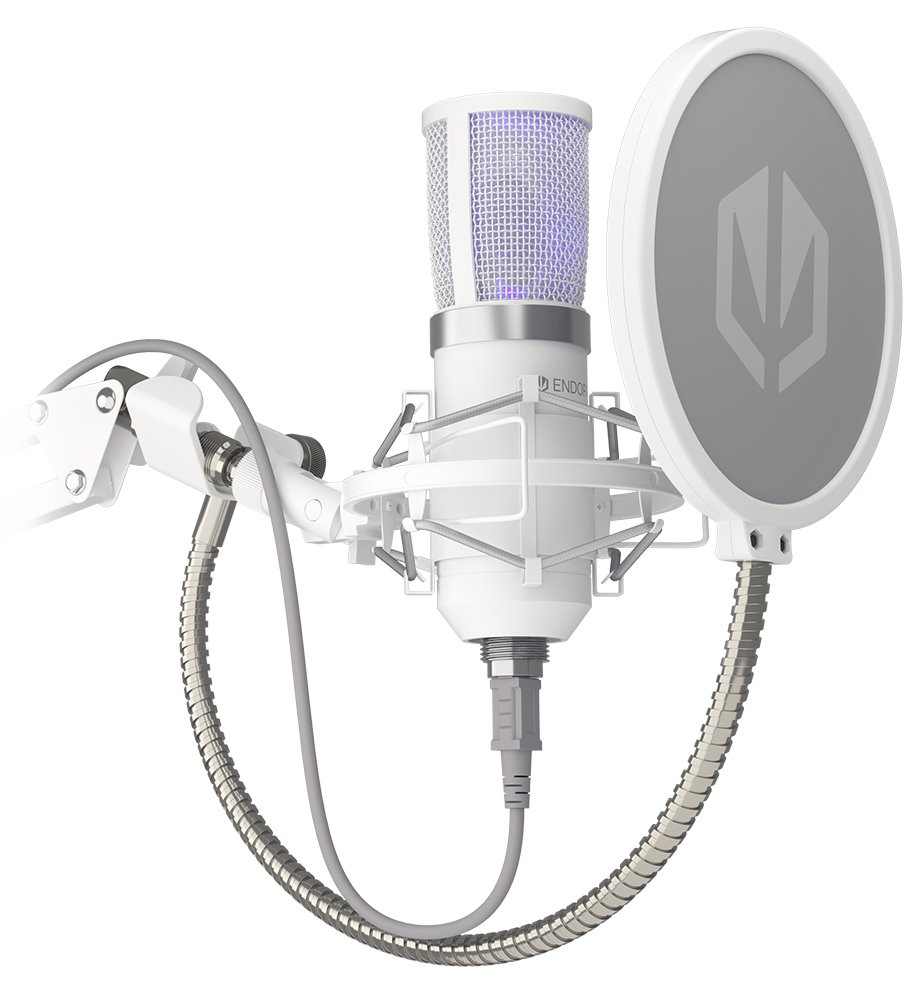 Endorfy mikrofon Streaming OWH, streamovací, rameno, pop-up filtr, 3,5mm jack, USB-C, bílý EY1B005