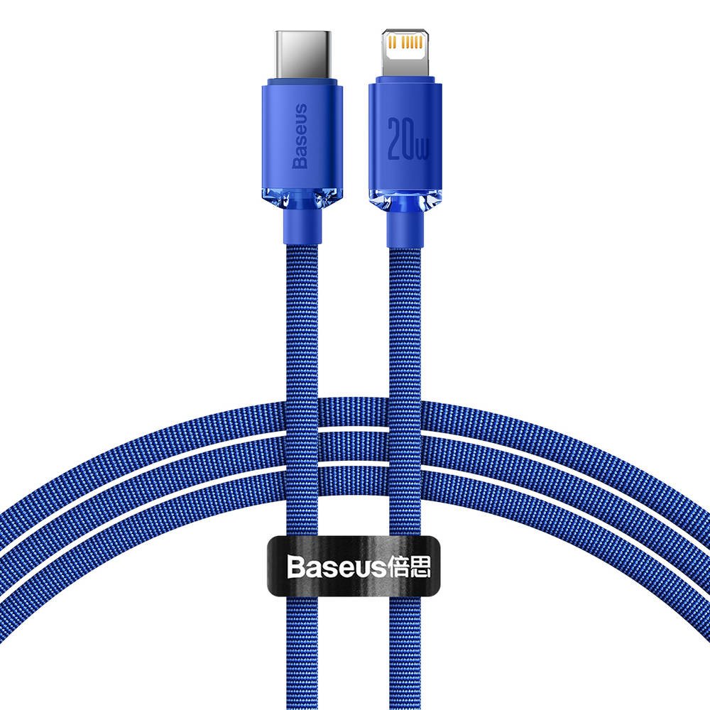 Baseus CAJY000203 Crystal Shine Series, Datový Kabel USB-C - Lightning 20W 1,2m Blue 6932172602758