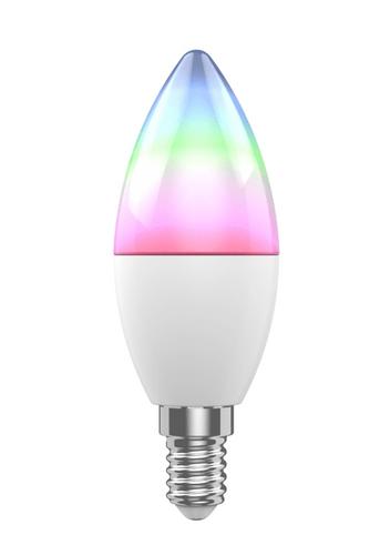 WOOX R9075, smart žárovka E14 230V, WiFi, svíčka, 470lm, vícebarevná RGB+CCT, Tuya