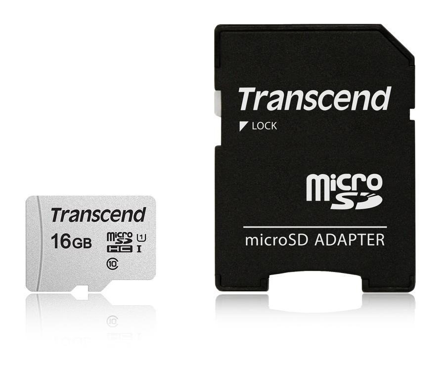 Transcend 16GB UHS-I U1 microSDHC, I Class10 with Adapter TS16GUSD300S-A