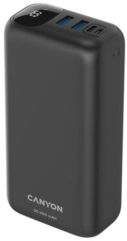 Canyon powerbanka PB-301, 30000mAh Li-poly QC&PD, display, In USB-C+micro USB, Out 1x USB-C+2x USB-A, černá CNE-CPB301B