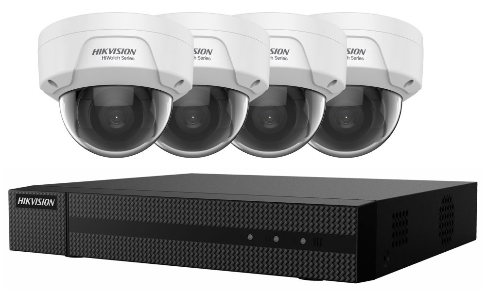 Hikvision HiWatch KIT, dome,2Mpix,1x NVR HWN-2104MH-4P,4x IP kamera HWI-D121H,POE+,HDMI,VGA,LAN,SATA