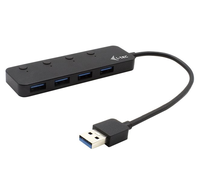 I-Tec USB 3.0 Metal HUB 4 Port s vypínači na jednotlivých portech U3CHARGEHUB4