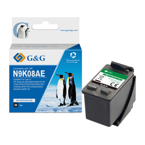 G&G kompatibilní ink s N9K08AE, HP 304XL, black, 18ml, ml NH-RC304XLBK-T, pro HP DeskJet 3720, 3730,