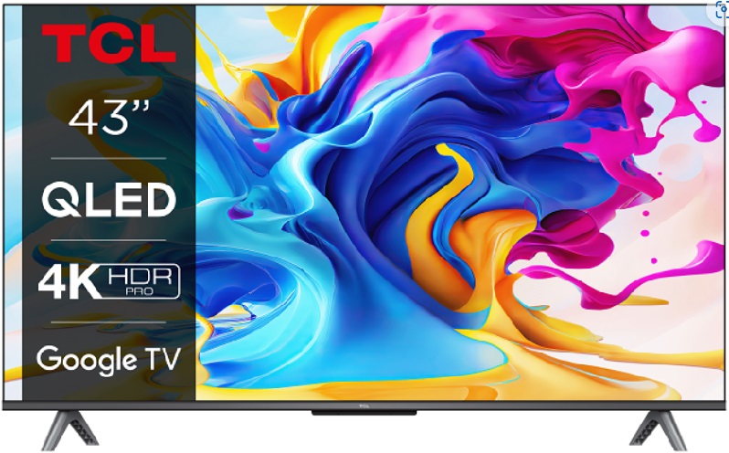TCL 43C645 Google TV QLED, 108cm/4K UHD/3100 PPI/50Hz/Direct LED/HDR10+/Dolby Atmos/DVB-T/T2/C/S/S2/VESA
