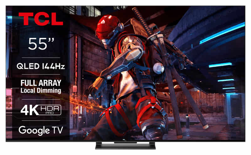 TCL 55C745 Google TV QLED, 139cm/4K UHD/3900 PPI/144Hz/HDR10+/Dolby Atmos/Direct LED/DVB-T/T2/C/S/S2/VESA