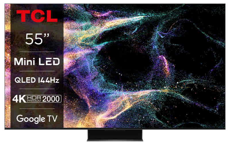 TCL 55C845 Google TV QLED, 139cm/4K UHD/4300 PPI/144Hz/MiniLED/HDR10+/Dolby Atmos/DVB-T/T2/C/S/S2/VESA