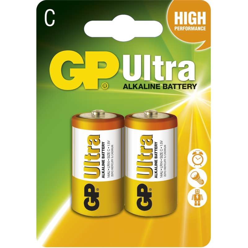 GP alkalická baterie 1,5V C (LR14) Ultra 2ks blistr 1014312000