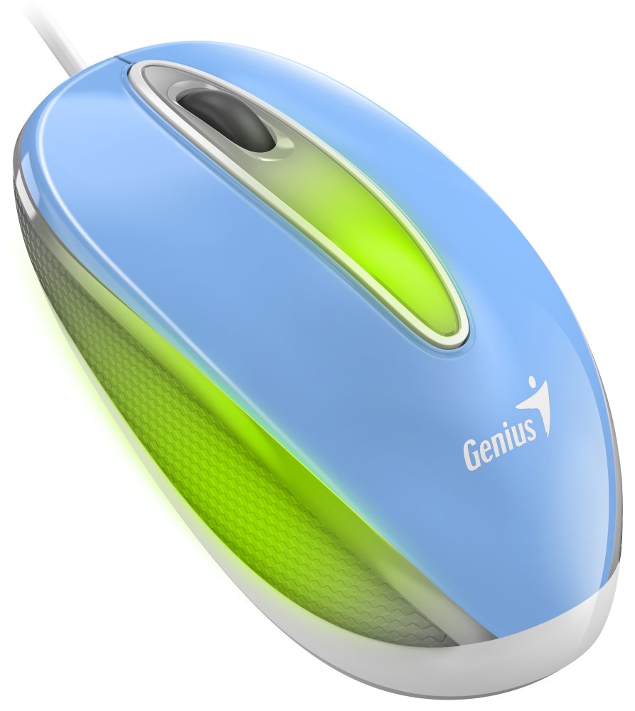 Genius DX-Mini Baby Blue, drátová, 1000 dpi, USB, modrá, RGB LED 31010025406