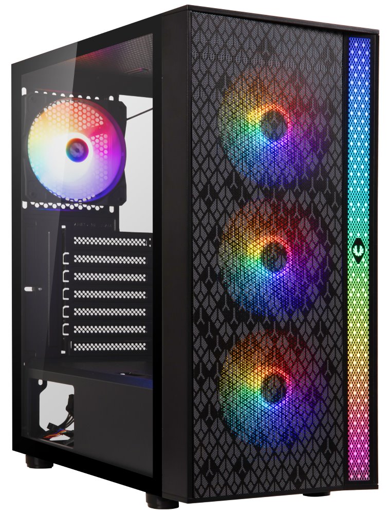 Bitfenix skříň Light, ATX, 4x120mm ARGB fan, 2xUSB 3.0, USB 2.0, tvrzené sklo, černá BFC-LIG-300-KKGXP-2F