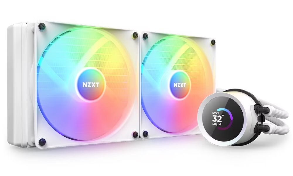 Nzxt vodní chladič Kraken 280 RGB, 2x140mm fan/ 4-pin PWM/ LCD disp./ 6 let/ bílý RL-KR280-W1